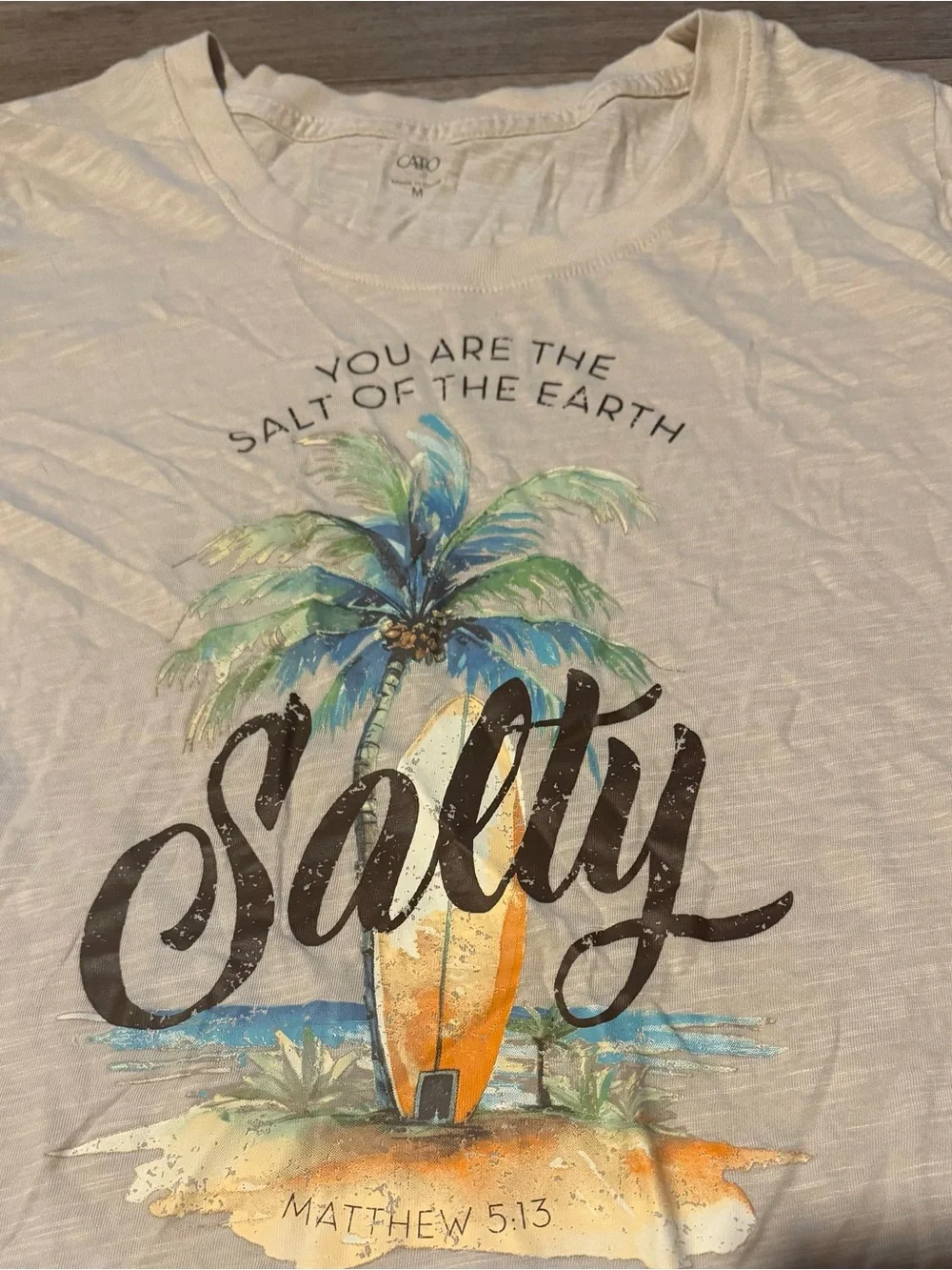 Cato Cream Graphic Tee with Black Text